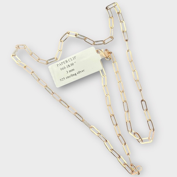 Unbranded Jewelry - 18” Rose Gold Plated Silver Paperclip Chain Necklace